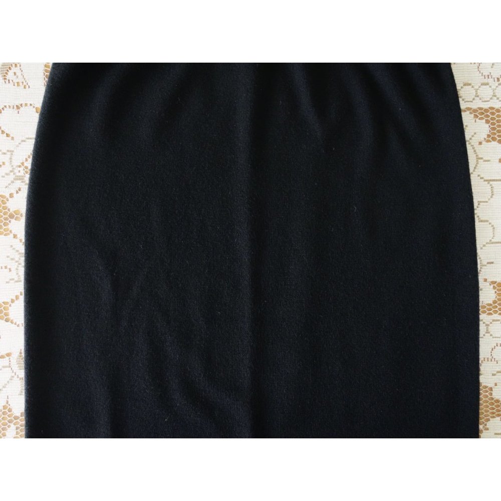 Vintage Minimalist 90s Black Merino Wool Knit Maxi Sweater Skirt sz Large - Picture 5 of 5
